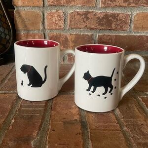 ND Exclusive Cat Kitten Mouse Paw Prints Ceramic Mugs Set of 2